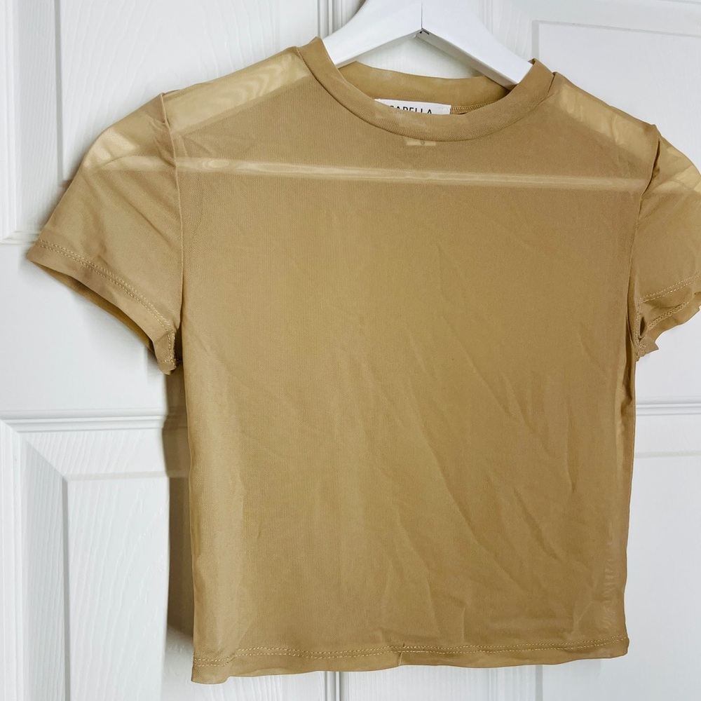 NTW Cream Tan Mesh Crop Top - Picture 3 of 6